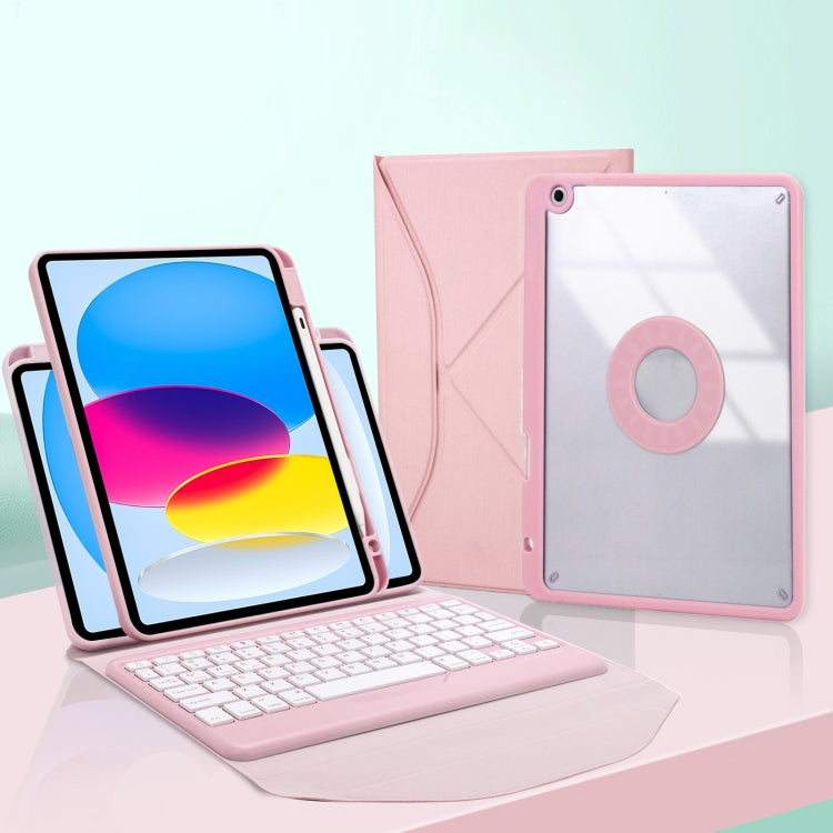 Z10B For iPad 10th Gen 10.9 2022 / 11 2025 Pen Slot Bluetooth Keyboard Leather Tablet Case(Pink) - Universal by buy2fix | Online Shopping UK | buy2fix