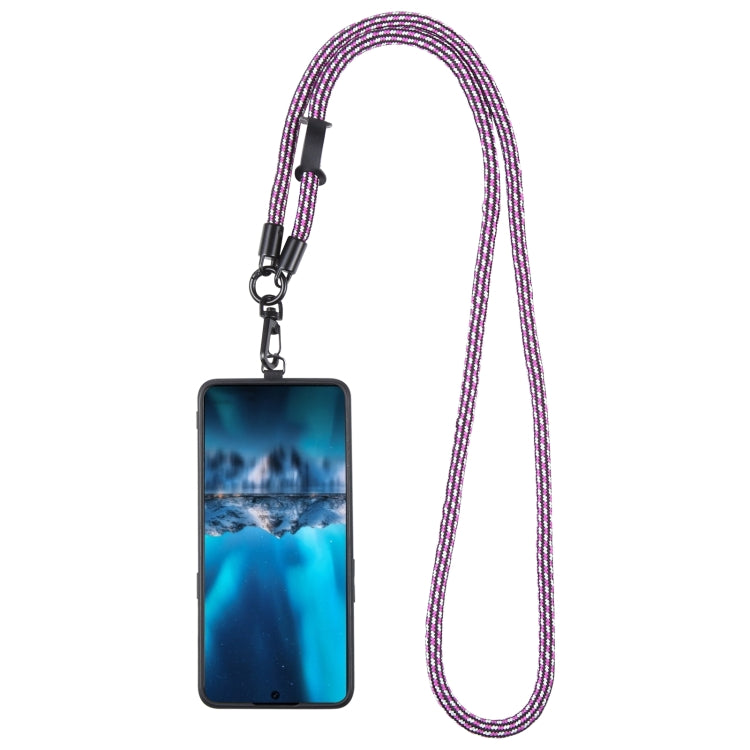 Adjustable Universal Phone Lanyard with Detachable Clip(Purple Black White) - Lanyards & Wrist Straps by buy2fix | Online Shopping UK | buy2fix