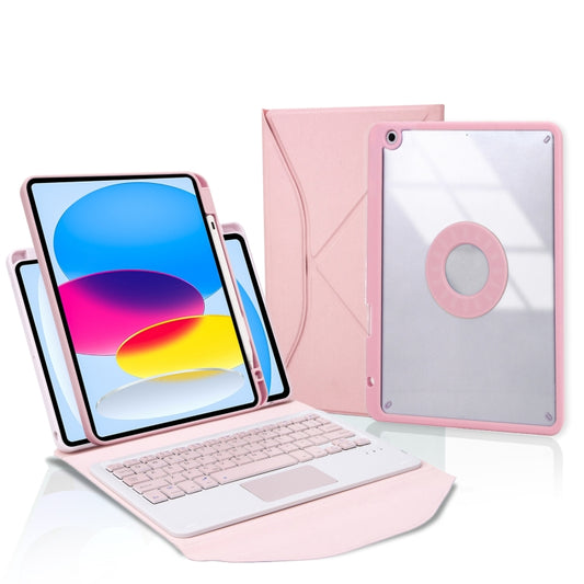 Z10B-A For iPad 10th Gen 10.9 2022 / 11 2025 Pen Slot Touchpad Bluetooth Keyboard Leather Tablet Case(Pink) - Universal by buy2fix | Online Shopping UK | buy2fix