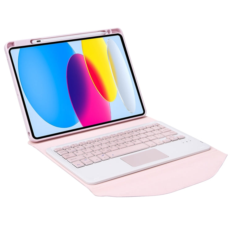 Z10B-A For iPad 10th Gen 10.9 2022 / 11 2025 Pen Slot Touchpad Bluetooth Keyboard Leather Tablet Case(Pink) - Universal by buy2fix | Online Shopping UK | buy2fix