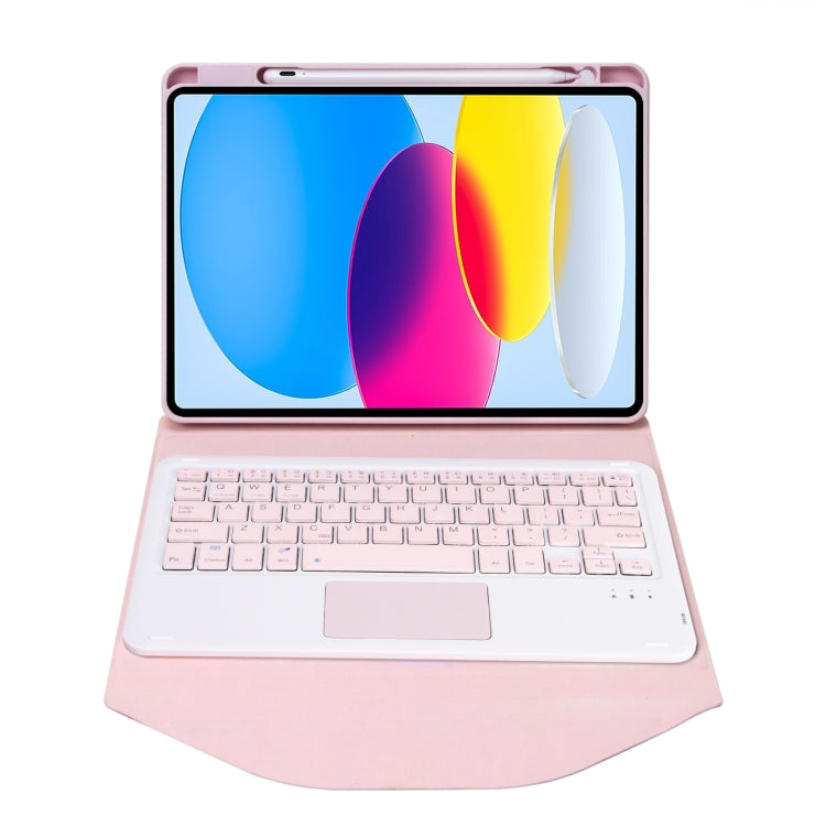 Z10B-A For iPad 10th Gen 10.9 2022 / 11 2025 Pen Slot Touchpad Bluetooth Keyboard Leather Tablet Case(Pink) - Universal by buy2fix | Online Shopping UK | buy2fix