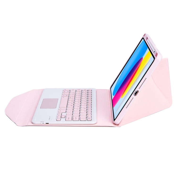 Z10B-A For iPad 10th Gen 10.9 2022 / 11 2025 Pen Slot Touchpad Bluetooth Keyboard Leather Tablet Case(Pink) - Universal by buy2fix | Online Shopping UK | buy2fix