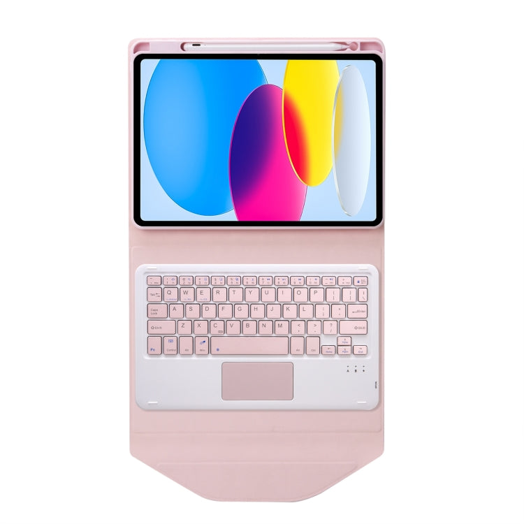 Z10B-A For iPad 10th Gen 10.9 2022 / 11 2025 Pen Slot Touchpad Bluetooth Keyboard Leather Tablet Case(Pink) - Universal by buy2fix | Online Shopping UK | buy2fix