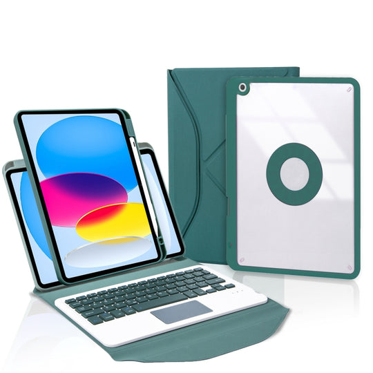 Z10B-A For iPad 10th Gen 10.9 2022 / 11 2025 Pen Slot Touchpad Bluetooth Keyboard Leather Tablet Case(Green)