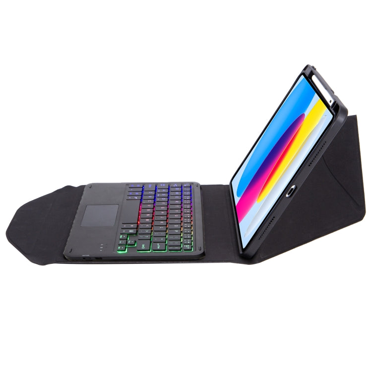 Z10B-AS For iPad 10th Gen 10.9 2022 / 11 2025 Pen Slot Touchpad Backlight Bluetooth Keyboard Leather Tablet Case(Black) - Universal by buy2fix | Online Shopping UK | buy2fix