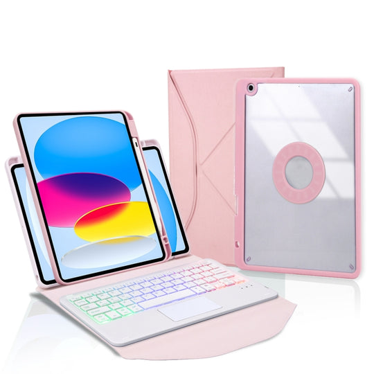 Z10B-AS For iPad 10th Gen 10.9 2022 / 11 2025 Pen Slot Touchpad Backlight Bluetooth Keyboard Leather Tablet Case(Pink)