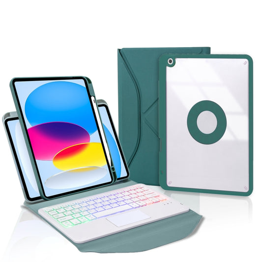 Z10B-AS For iPad 10th Gen 10.9 2022 / 11 2025 Pen Slot Touchpad Backlight Bluetooth Keyboard Leather Tablet Case(Green) - Universal by buy2fix | Online Shopping UK | buy2fix