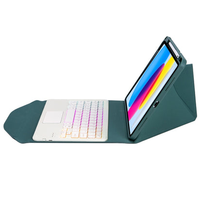 Z10B-AS For iPad 10th Gen 10.9 2022 / 11 2025 Pen Slot Touchpad Backlight Bluetooth Keyboard Leather Tablet Case(Green) - Universal by buy2fix | Online Shopping UK | buy2fix