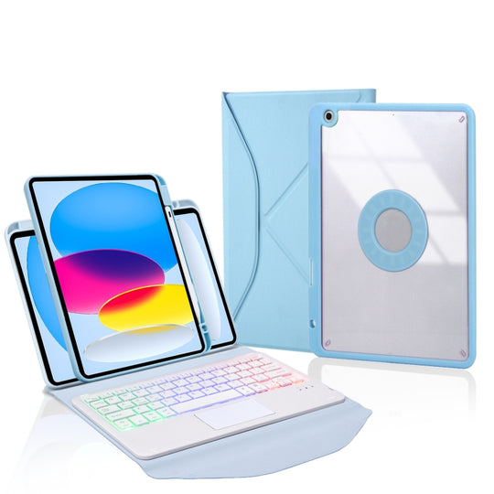 Z10B-AS For iPad 10th Gen 10.9 2022 / 11 2025 Pen Slot Touchpad Backlight Bluetooth Keyboard Leather Tablet Case(Sky Blue)
