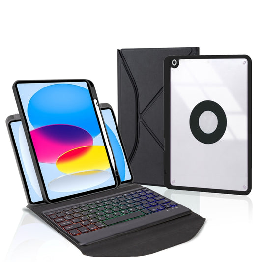 Z10BS For iPad 10th Gen 10.9 2022 / 11 2025 Pen Slot Backlight Bluetooth Keyboard Leather Tablet Case(Black) - Universal by buy2fix | Online Shopping UK | buy2fix