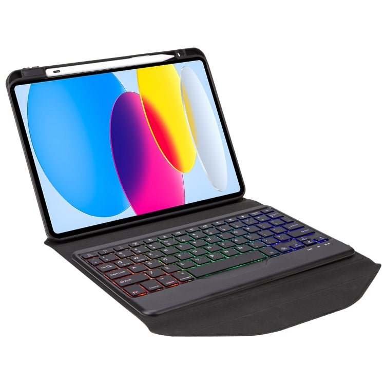 Z10BS For iPad 10th Gen 10.9 2022 / 11 2025 Pen Slot Backlight Bluetooth Keyboard Leather Tablet Case(Black) - Universal by buy2fix | Online Shopping UK | buy2fix