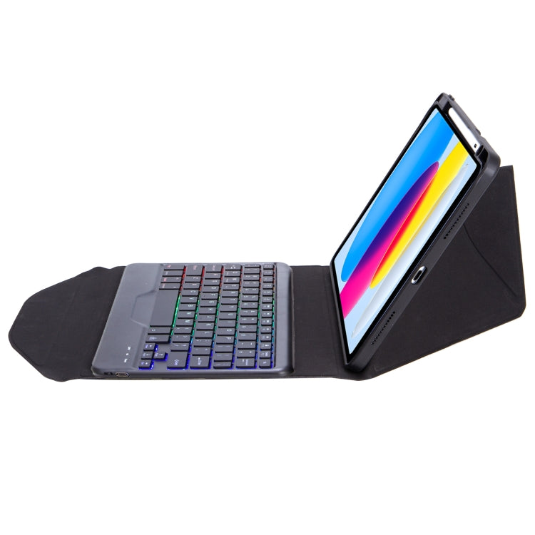 Z10BS For iPad 10th Gen 10.9 2022 / 11 2025 Pen Slot Backlight Bluetooth Keyboard Leather Tablet Case(Black) - Universal by buy2fix | Online Shopping UK | buy2fix