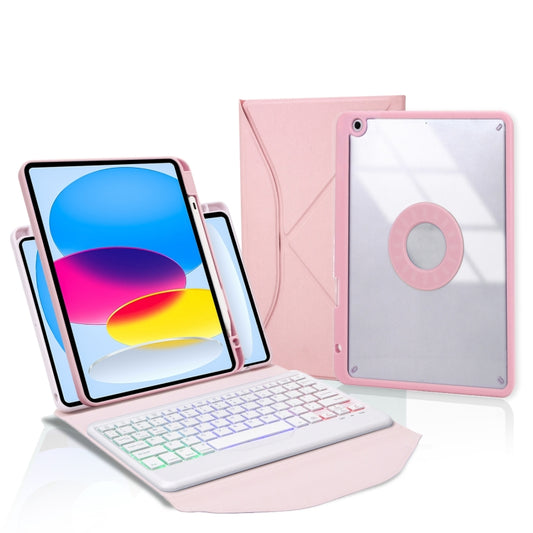 Z10BS For iPad 10th Gen 10.9 2022 / 11 2025 Pen Slot Backlight Bluetooth Keyboard Leather Tablet Case(Pink) - Universal by buy2fix | Online Shopping UK | buy2fix