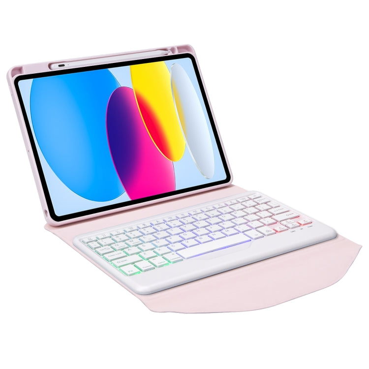 Z10BS For iPad 10th Gen 10.9 2022 / 11 2025 Pen Slot Backlight Bluetooth Keyboard Leather Tablet Case(Pink) - Universal by buy2fix | Online Shopping UK | buy2fix