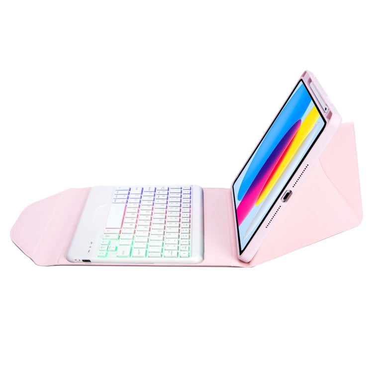 Z10BS For iPad 10th Gen 10.9 2022 / 11 2025 Pen Slot Backlight Bluetooth Keyboard Leather Tablet Case(Pink) - Universal by buy2fix | Online Shopping UK | buy2fix