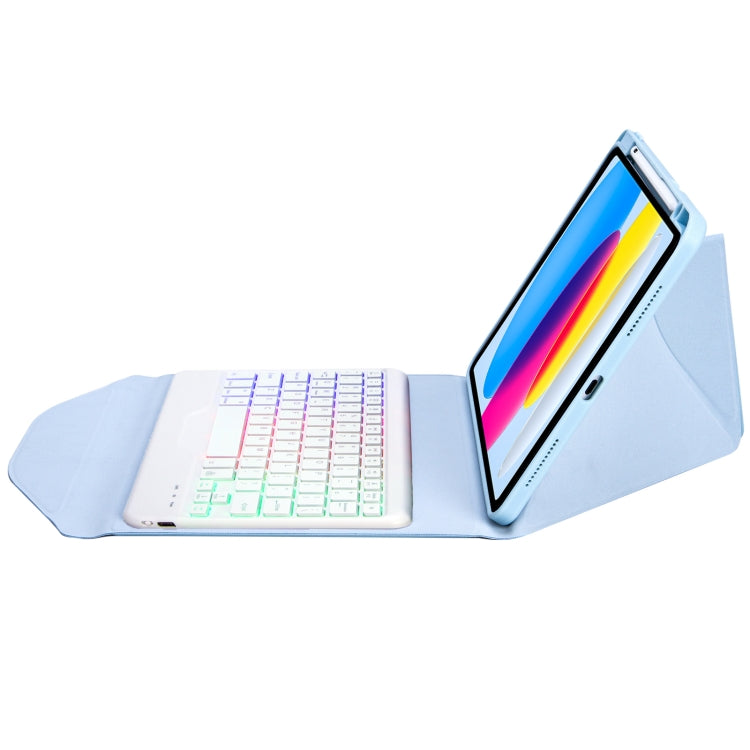 Z10BS For iPad 10th Gen 10.9 2022 / 11 2025 Pen Slot Backlight Bluetooth Keyboard Leather Tablet Case(Sky Blue) - Universal by buy2fix | Online Shopping UK | buy2fix