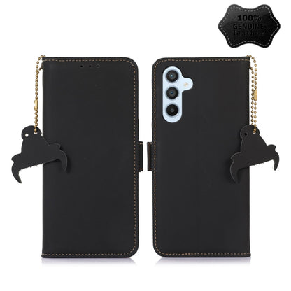 For Samsung Galaxy M54 5G Genuine Leather Magnetic RFID Leather Phone Case(Black) - Galaxy Phone Cases by buy2fix | Online Shopping UK | buy2fix