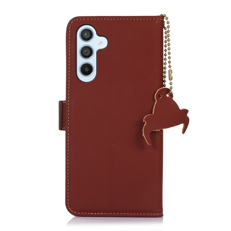 For Samsung Galaxy M54 5G Genuine Leather Magnetic RFID Leather Phone Case(Coffee) - Galaxy Phone Cases by buy2fix | Online Shopping UK | buy2fix