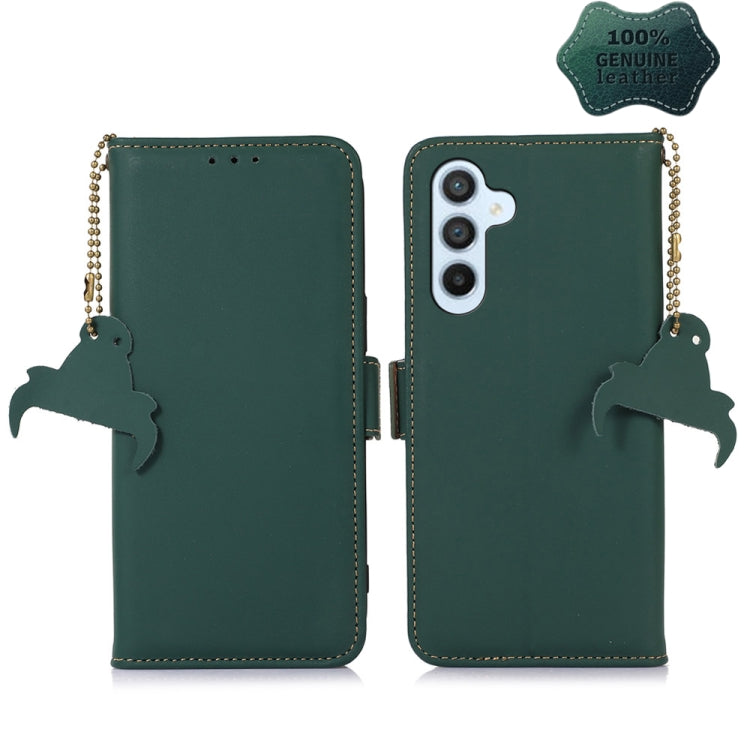 For Samsung Galaxy M54 5G Genuine Leather Magnetic RFID Leather Phone Case(Green) - Galaxy Phone Cases by buy2fix | Online Shopping UK | buy2fix