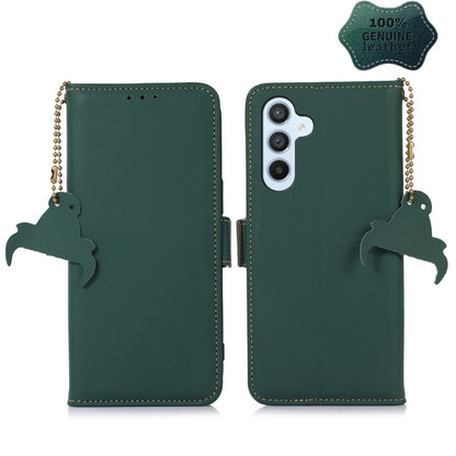 For Samsung Galaxy M54 5G Genuine Leather Magnetic RFID Leather Phone Case(Green) - Galaxy Phone Cases by buy2fix | Online Shopping UK | buy2fix