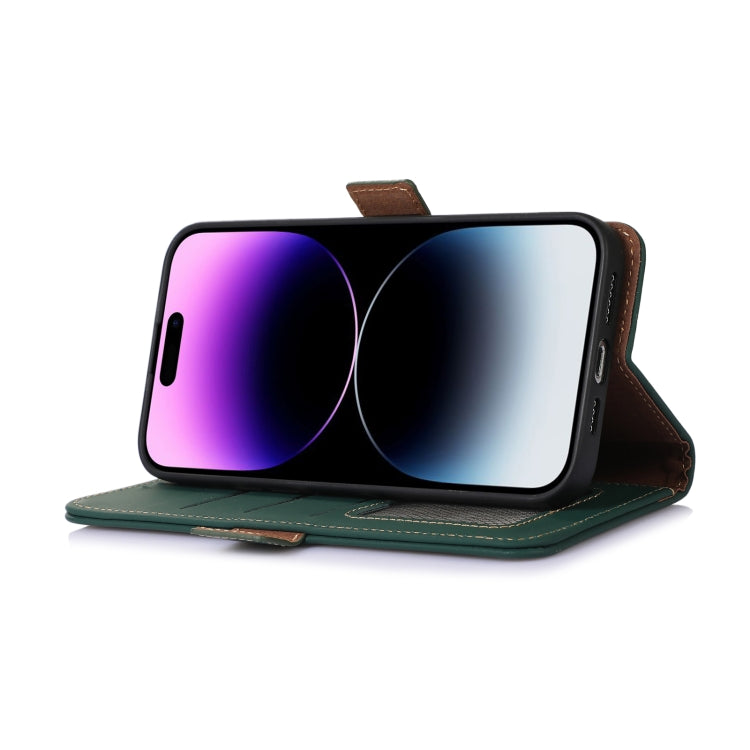 For Samsung Galaxy M54 5G Genuine Leather Magnetic RFID Leather Phone Case(Green) - Galaxy Phone Cases by buy2fix | Online Shopping UK | buy2fix