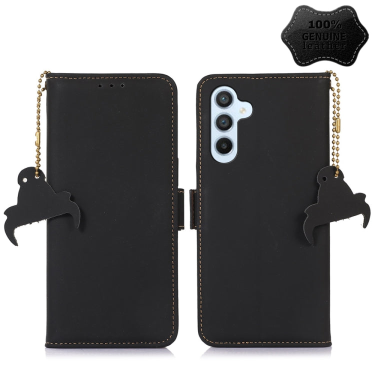 For Samsung Galaxy S23 FE 5G Genuine Leather Magnetic RFID Leather Phone Case(Black) - Galaxy S23 FE 5G Cases by buy2fix | Online Shopping UK | buy2fix