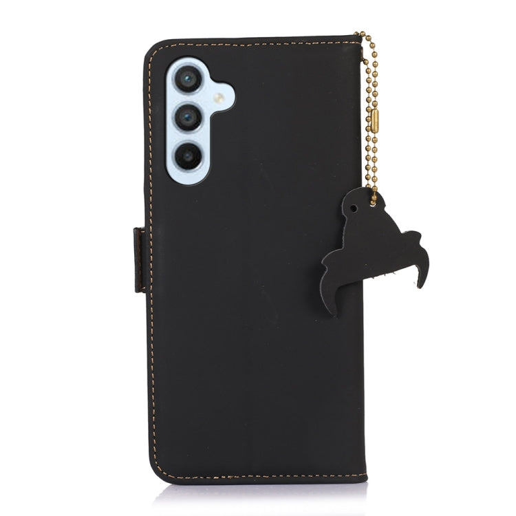 For Samsung Galaxy S23 FE 5G Genuine Leather Magnetic RFID Leather Phone Case(Black) - Galaxy S23 FE 5G Cases by buy2fix | Online Shopping UK | buy2fix