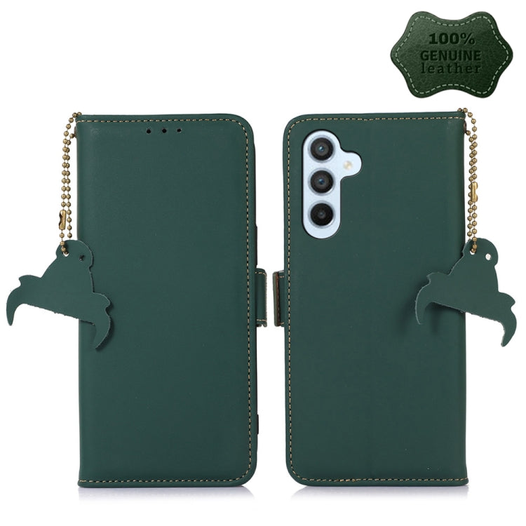 For Samsung Galaxy S23 FE 5G Genuine Leather Magnetic RFID Leather Phone Case(Green) - Galaxy S23 FE 5G Cases by buy2fix | Online Shopping UK | buy2fix