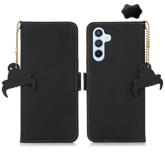 For Samsung Galaxy A05s Genuine Leather Magnetic RFID Leather Phone Case(Black) - Galaxy Phone Cases by buy2fix | Online Shopping UK | buy2fix