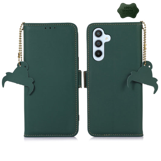For Samsung Galaxy A05s Genuine Leather Magnetic RFID Leather Phone Case(Green) - Galaxy Phone Cases by buy2fix | Online Shopping UK | buy2fix