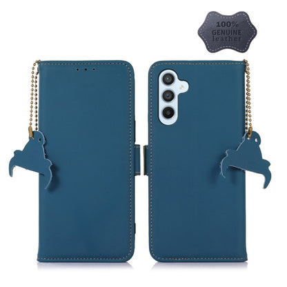 For Samsung Galaxy S24+ 5G Genuine Leather Magnetic RFID Leather Phone Case(Blue) - Galaxy S24+ 5G Cases by buy2fix | Online Shopping UK | buy2fix