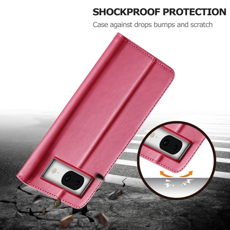 For Google Pixel 8a LC.IMEEKE Calf Texture Flip Leather Phone Case(Red) - Google Cases by LC.IMEEKE | Online Shopping UK | buy2fix