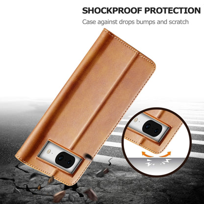 For Google Pixel 8a LC.IMEEKE Calf Texture Flip Leather Phone Case(Yellow) - Google Cases by LC.IMEEKE | Online Shopping UK | buy2fix