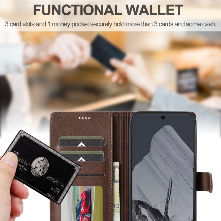 For Google Pixel 10 Pro XL LC.IMEEKE Calf Texture Flip Leather Phone Case(Brown) - Google Cases by LC.IMEEKE | Online Shopping UK | buy2fix