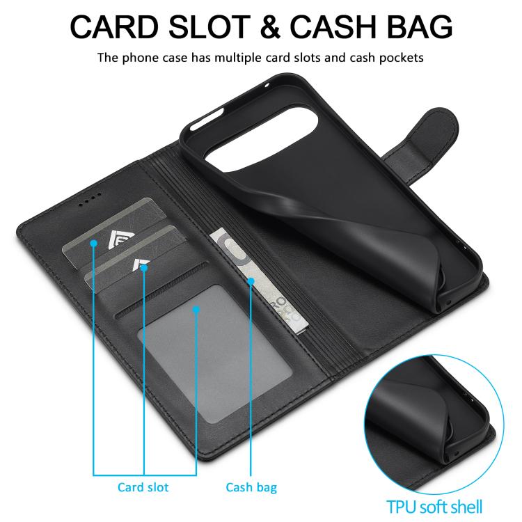 For Google Pixel 10 Pro XL LC.IMEEKE Calf Texture Flip Leather Phone Case(Black) - Google Cases by LC.IMEEKE | Online Shopping UK | buy2fix
