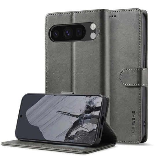 For Google Pixel 10 Pro XL LC.IMEEKE Calf Texture Flip Leather Phone Case(Grey)