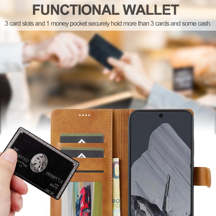 For Google Pixel 10 / 10 Pro LC.IMEEKE Calf Texture Flip Leather Phone Case(Yellow) - Google Cases by LC.IMEEKE | Online Shopping UK | buy2fix