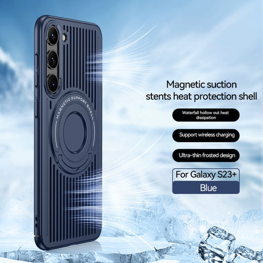 For Samsung Galaxy S23+ 5G Cooling MagSafe Magnetic Ring Holder Phone Case(Blue) - Galaxy S23+ 5G Cases by buy2fix | Online Shopping UK | buy2fix