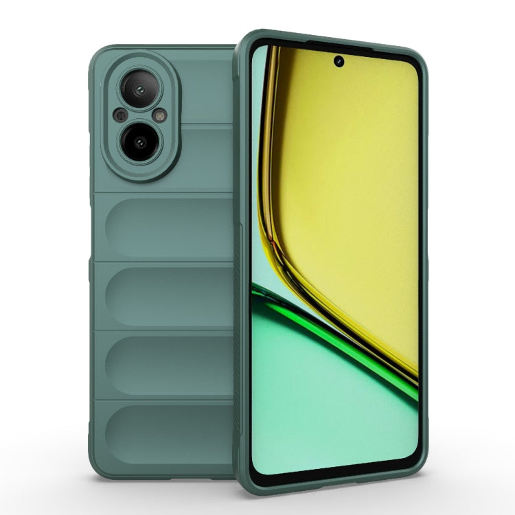 For Realme C67 4G Global Magic Shield TPU + Flannel Phone Case(Dark Green) - Realme Cases by buy2fix | Online Shopping UK | buy2fix