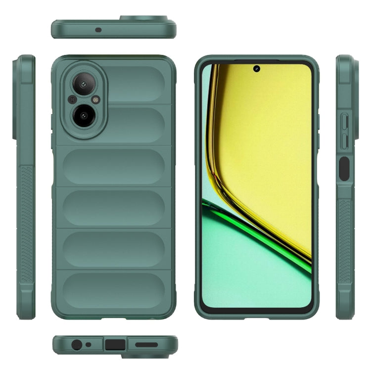 For Realme C67 4G Global Magic Shield TPU + Flannel Phone Case(Dark Green) - Realme Cases by buy2fix | Online Shopping UK | buy2fix