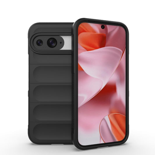 For Google Pixel 9 Pro 5G Magic Shield TPU + Flannel Phone Case(Black) - Google Cases by buy2fix | Online Shopping UK | buy2fix