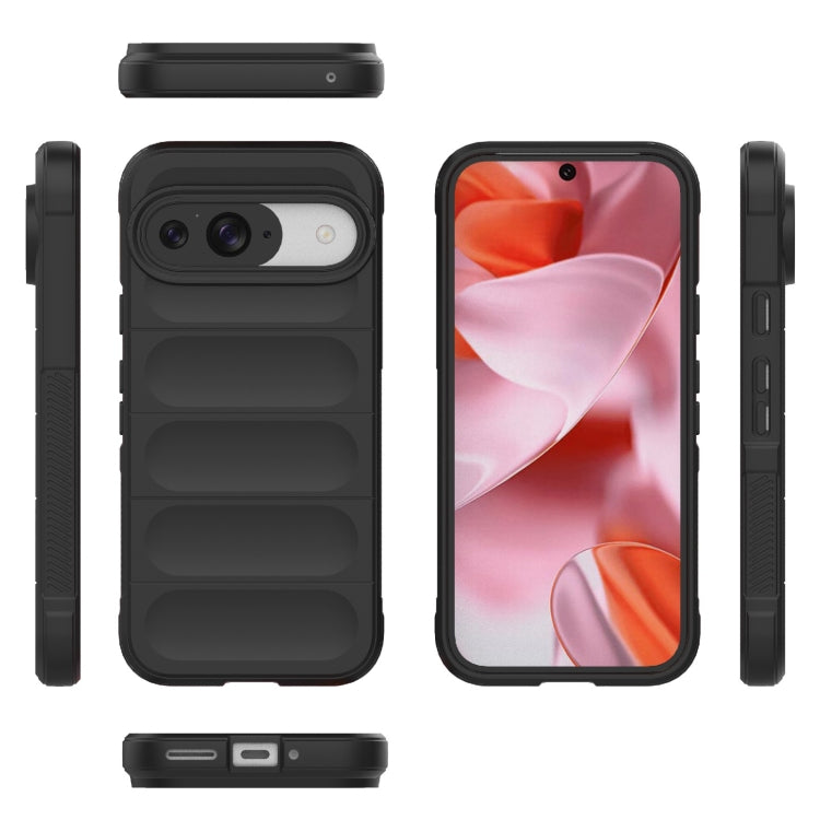 For Google Pixel 9 5G Global Magic Shield TPU + Flannel Phone Case(Black) - Google Cases by buy2fix | Online Shopping UK | buy2fix