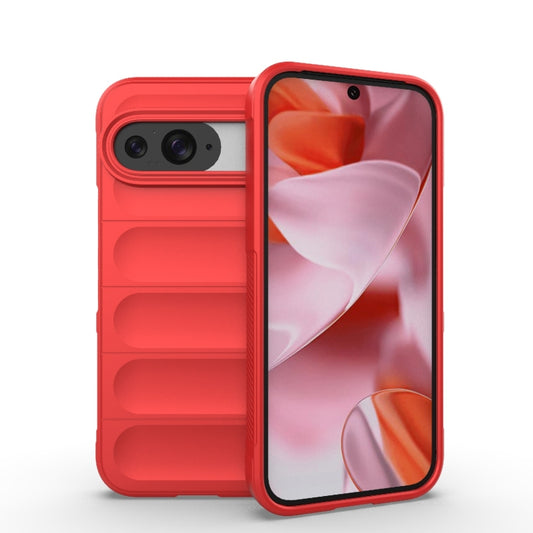 For Google Pixel 9 5G Global Magic Shield TPU + Flannel Phone Case(Red) - Google Cases by buy2fix | Online Shopping UK | buy2fix