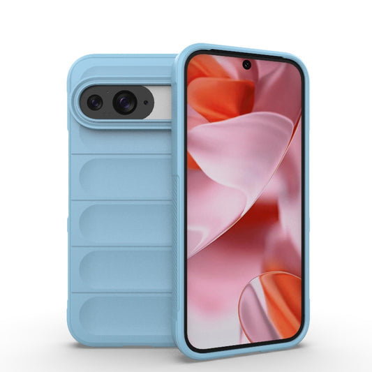 For Google Pixel 9 5G Global Magic Shield TPU + Flannel Phone Case(Light Blue) - Google Cases by buy2fix | Online Shopping UK | buy2fix