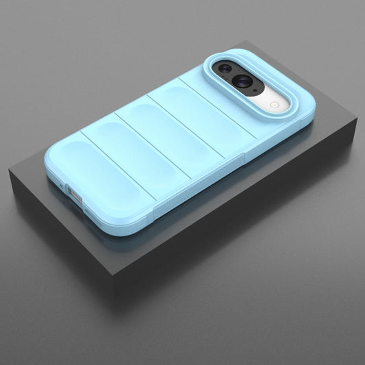 For Google Pixel 9 5G Global Magic Shield TPU + Flannel Phone Case(Light Blue) - Google Cases by buy2fix | Online Shopping UK | buy2fix
