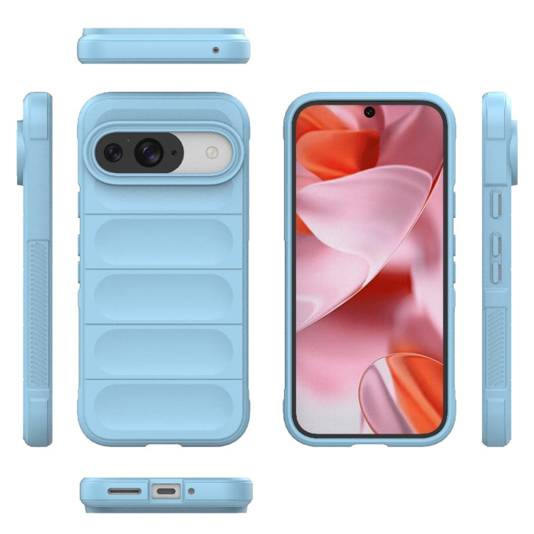 For Google Pixel 9 5G Global Magic Shield TPU + Flannel Phone Case(Light Blue) - Google Cases by buy2fix | Online Shopping UK | buy2fix