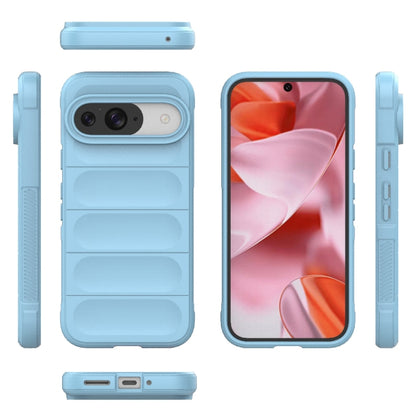 For Google Pixel 9 5G Global Magic Shield TPU + Flannel Phone Case(Light Blue) - Google Cases by buy2fix | Online Shopping UK | buy2fix