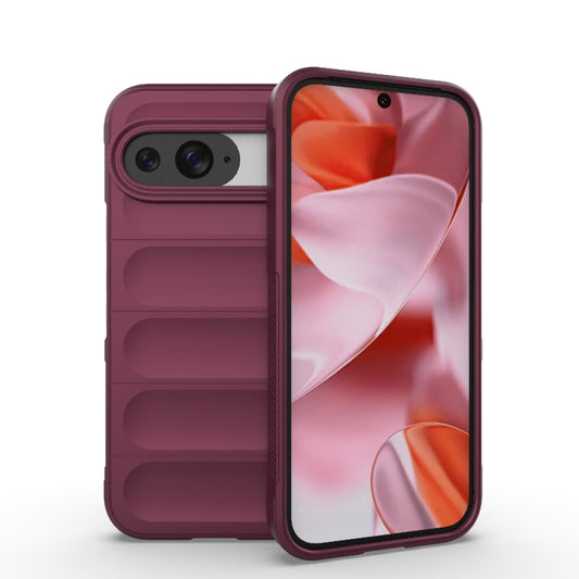 For Google Pixel 9 5G Global Magic Shield TPU + Flannel Phone Case(Wine Red) - Google Cases by buy2fix | Online Shopping UK | buy2fix