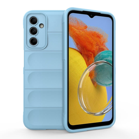 For Samsung Galaxy M14 5G Magic Shield TPU + Flannel Phone Case(Light Blue)