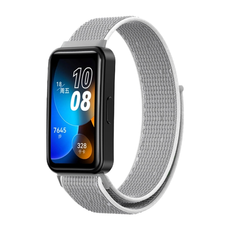 For Huawei Band 8 16mm Woven Nylon Loop Watch Band(Grey White) by buy2fix